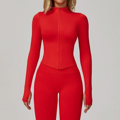 Veste de yoga à manches longues zippée – col montant