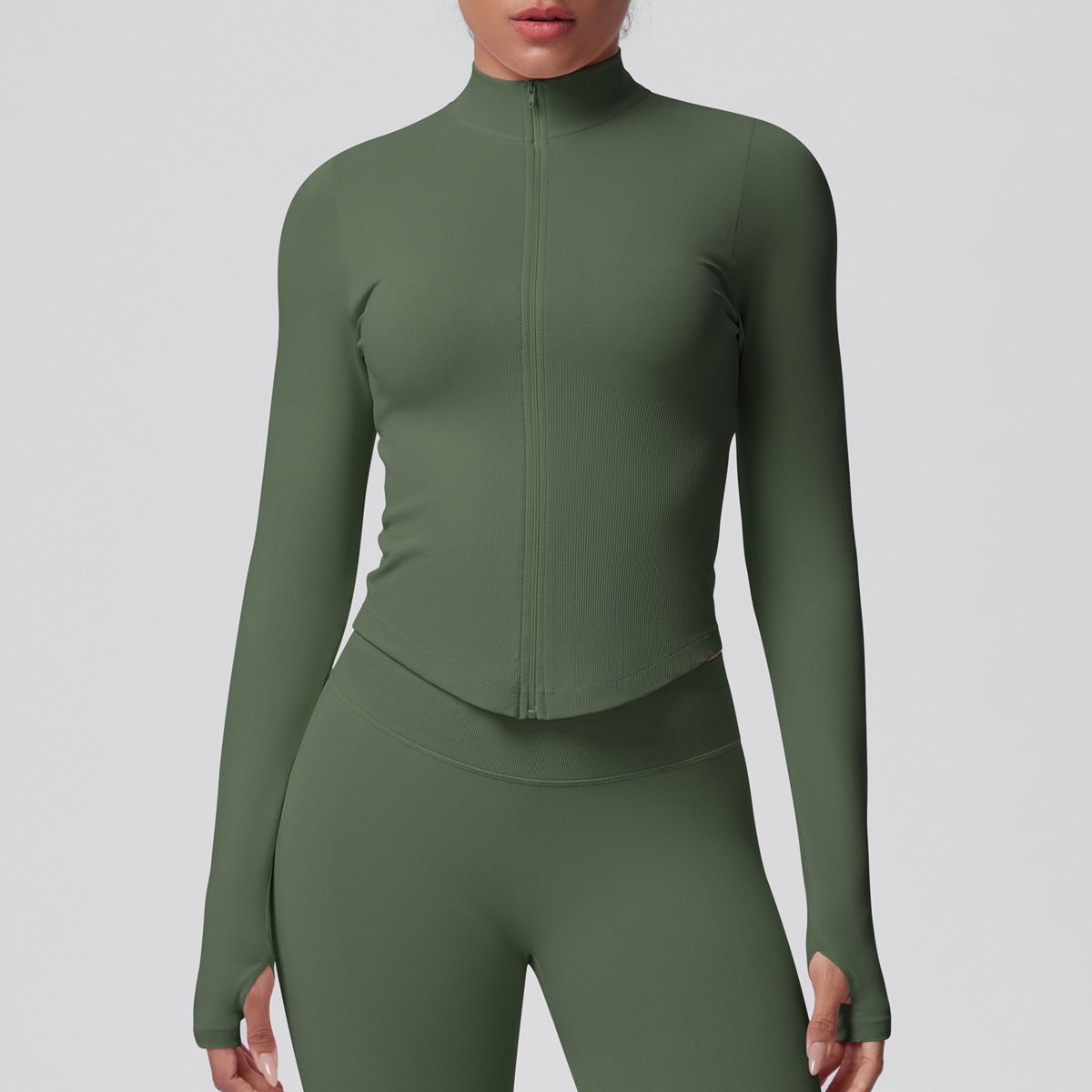 Veste moulante sans coutures — respirante, élastique et col montant