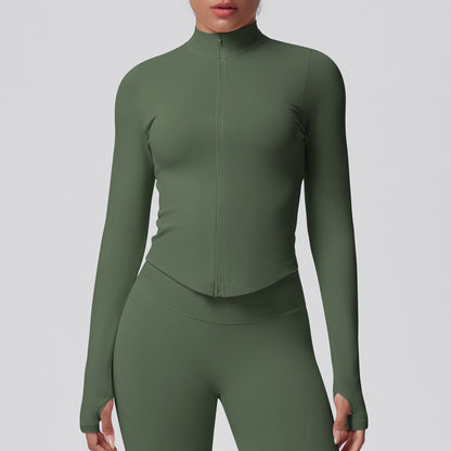 Veste moulante sans coutures — respirante, élastique et col montant