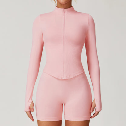 Veste de yoga à manches longues zippée – col montant