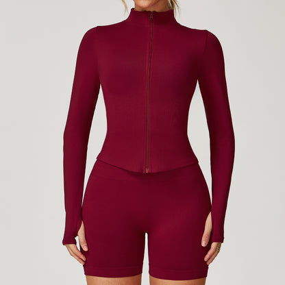 Veste de yoga à manches longues zippée – col montant