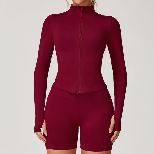 Veste de yoga à manches longues zippée – col montant