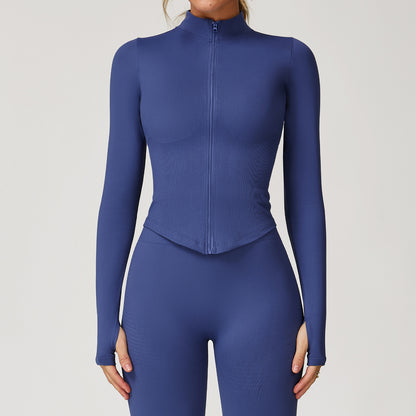 Veste de yoga à manches longues zippée – col montant