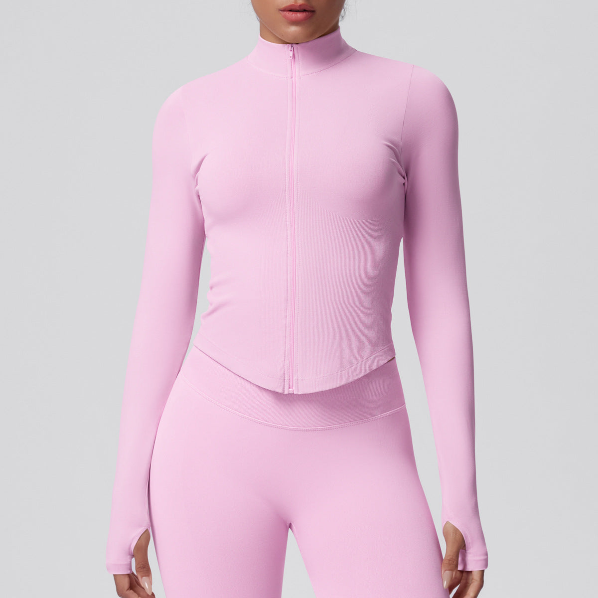 Veste moulante sans coutures — respirante, élastique et col montant