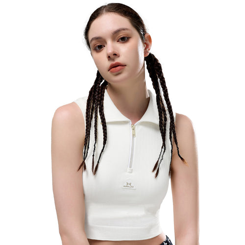 Débardeur col polo sport — brassière intégrée et tissu respirant