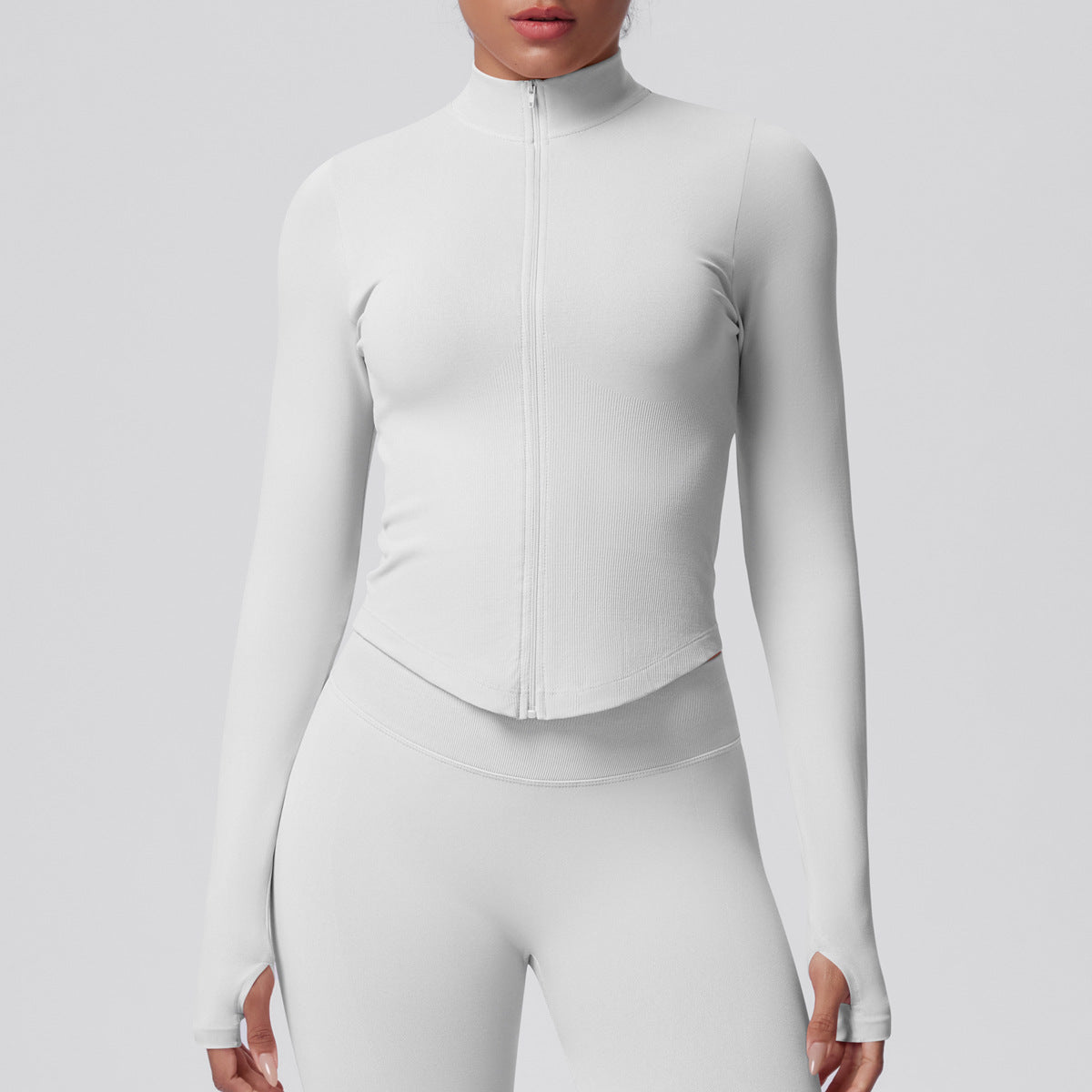Veste moulante sans coutures — respirante, élastique et col montant