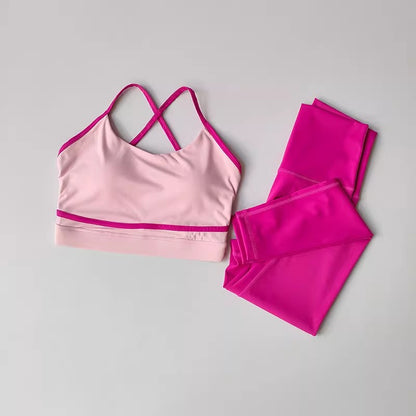 Combinaison fitness femme — dos Nu avec blocs de couleurs