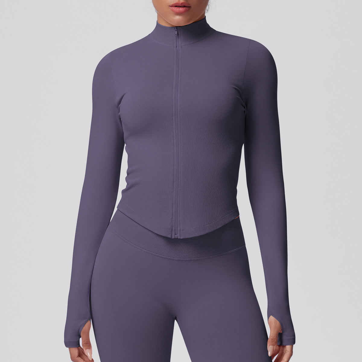 Veste moulante sans coutures — respirante, élastique et col montant