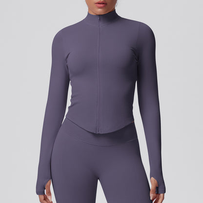 Veste moulante sans coutures — respirante, élastique et col montant