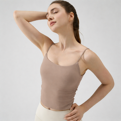 Débardeur de yoga femme — effet brocart double face et confort